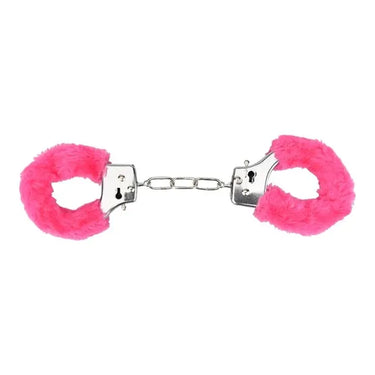 a pair of handcuffs with pink fur on them